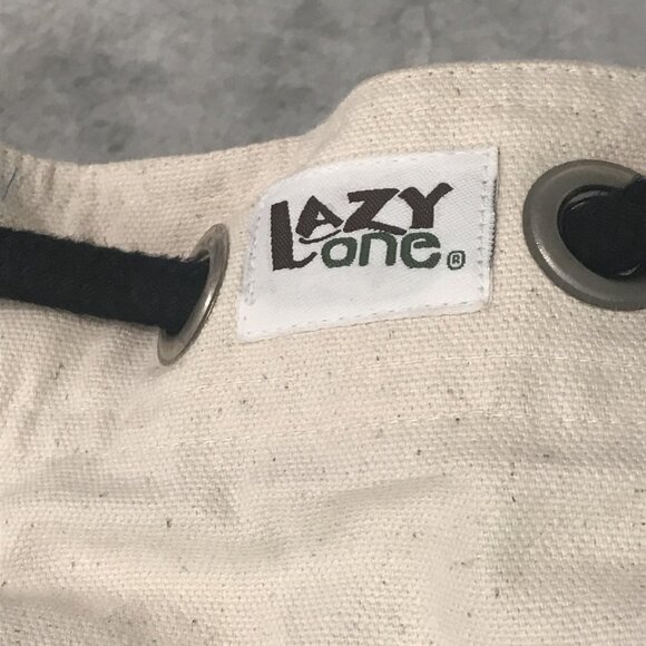 Lazy One Bear Essentials Canvas Drawstring Backpack Bag Natural Black Tote - Picture 3 of 6